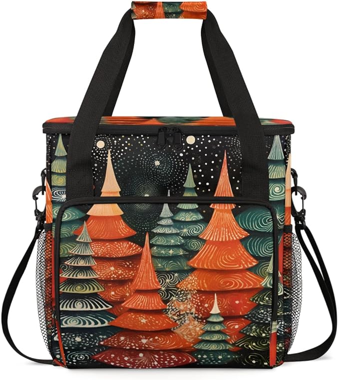 Xmas Tree Coffee Maker Carrying Bag Dreamy Tree Portable Travel Storage Tote Bag Compatible with K-Mini or K-Mini Plus Single Serve Coffee Brewer Carrying Case with Multiple Pockets &amp Shoulder S