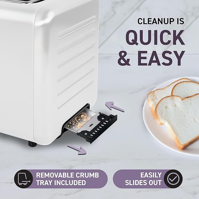 Touch Screen Toaster - 4 Slice 2 Extra Long Slots - 5 Bread Types and 6 Browning Levels - Defrost Reheat Favorite &amp Single Slot Modes - For Toast Bagels &amp Waffles – White