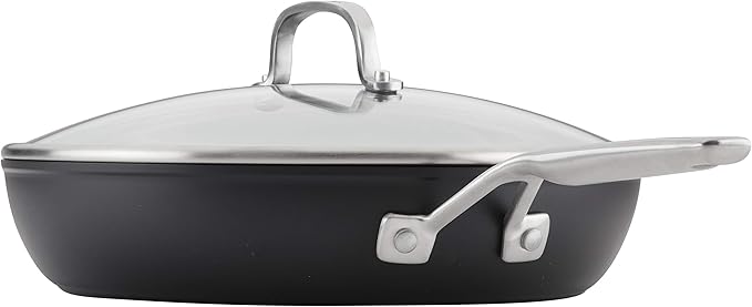 KitchenAid Hard Anodized Induction Nonstick Fry Pan/Skillet with Lid 12.25 Inch Matte Black