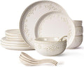 Artena Plates And Bowls Sets 16 Pieces Dinnerware Sets Dish Set For 4 Ceramic Kitchen Bowl And Plate Set Embossed White Dishware Sets Dishwasher &amp Microwave Safe (Damask Floral)