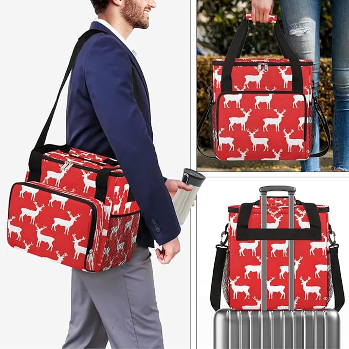 Christmas (749) Coffee Maker Carring Bag Travel Carrying Storage Tote Bag Compatible with Keurig K-Mini or K-Mini Plus Portable Single Serve Coffee Brewer Case with Pockets for K-cup Pods