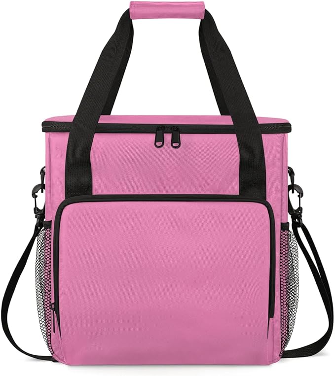 Pink Coffee Maker Carrying Bag Waterproof Insulated Leakproof Cooler Bag Portable Storage Tote Bag Organizer With Shoulder Strap