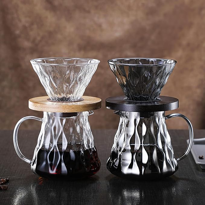 Pour Over Coffee Maker Drip Coffee Maker Single Serve Coffee Reusable Filter Holder Coffee Bar Accessories for Enthusiasts (Dark Set)