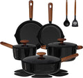 CAROTE ceramic cookware setnonstick pots and pans14PCS Non Toxic Healthy Non Stick Kitchen Cooking Pots and Frying Pans Set PFAS PTFE Free
