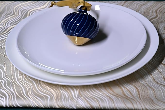 Jasmine Bone China Dinnerware Set 16 Pieces Service for 4 White Plates Dishes Bowls Set Microwave and Dishwasher Safe