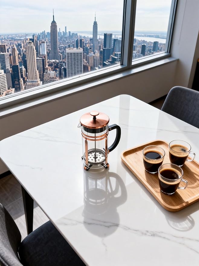 French Press Coffee Maker 34Oz Coffee Press with 304 Stainless Steel 4 Filters Borosilicate Glass Heat Resistant Carafe 100% BPA-Free Teapot &amp Coffee Press Copper Finish