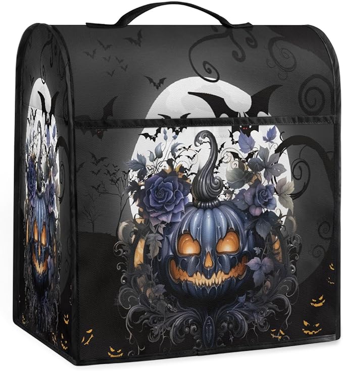 cfpolar Kitchen Aid Mixer Cover Compatible with 6-8 Quarts Halloween Pumpkin Flowers Bats Stand Mixer Cover Kitchen Aid Mixers Accessories Appliance Organizer Bag Dust Covers with Zipper Pocket