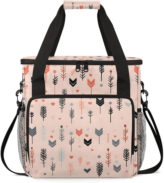 Aztec Feather Coffee Maker Carrying Bag Portable Travel Storage Tote Bag Compatible with K-Mini or K-Mini Plus Single Serve Coffee Brewer Carrying Case with Multiple Pockets &amp Shoulder Strap
