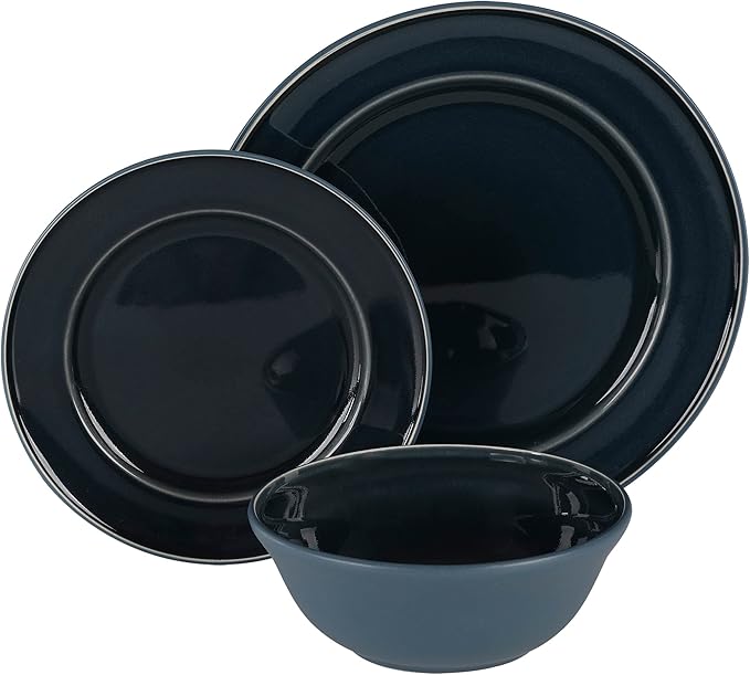 Martha Stewart Portillo 12 Piece Reactive Stoneware Dinnerware Set - Blue