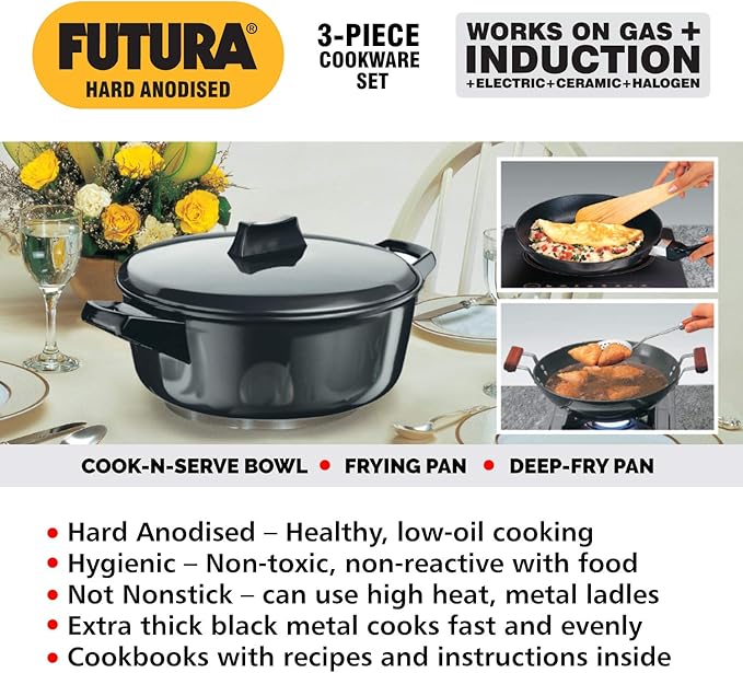 Futura Hard Anodised Induction Compatible Set 3-Pieces
