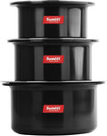 Sumeet Aluminium Cookware Set With Lid 0.9 LTR 1.4 LTR 1.8 LTR 3 Piece top 3 piece lid (Black)