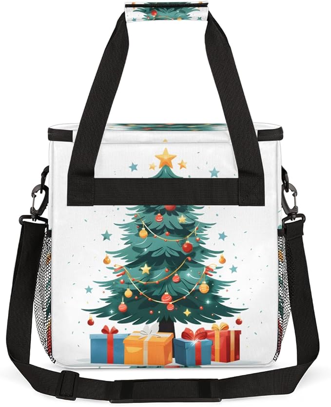 Christmas Gift Coffee Maker Carrying Bag Retro Tree Travel Storage Bag Compatible with K-Mini or K-Mini Plus Single Serve Coffee Brewer Carrying Case with Multiple Pockets &amp Shoulder Strap