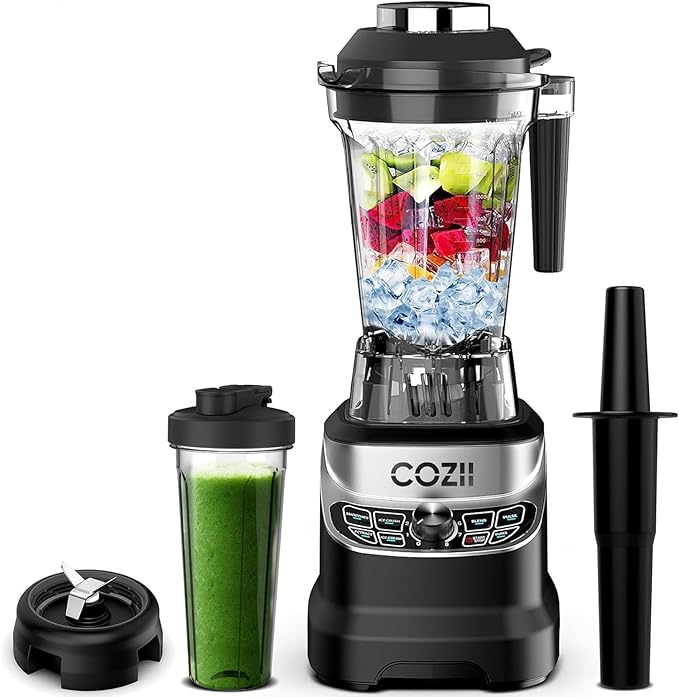 COZII Professional Blenders 2000W for Kitchen with 64oz Pitcher &amp 21oz To-go Cup Quiet Blender for Smoothies/Ice Crushing/Frozen Drink/Nut Milk 7 Preset Programs &amp 8 Speed Control Dishwashe