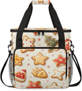 Cute Xmas Biscuit Coffee Maker Carrying Bag Portable Travel Storage Tote Bag Compatible with K-Mini or K-Mini Plus Single Serve Coffee Brewer Carrying Case with Multiple Pockets &amp Shoulder Strap