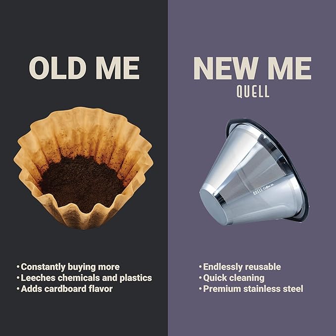 Quell Reusable Coffee Filter for Kalita 185 Pour Over Coffee Drippers and OXO 8 Cup Single Serve Coffee Makers: Stainless Steel Alternative - Brew Without Paper