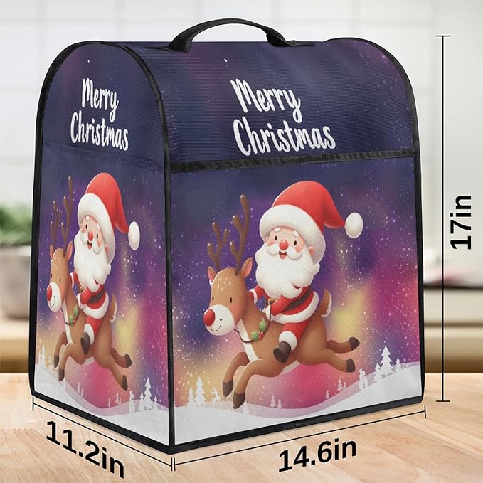 cfpolar Kitchen Aid Mixer Cover Compatible with 6-8 Quarts Santa Claus Elk Christmas Stand Mixer Cover Kitchen Aid Mixers Accessories Appliance Organizer Bag Dust Covers with Zipper Pocket