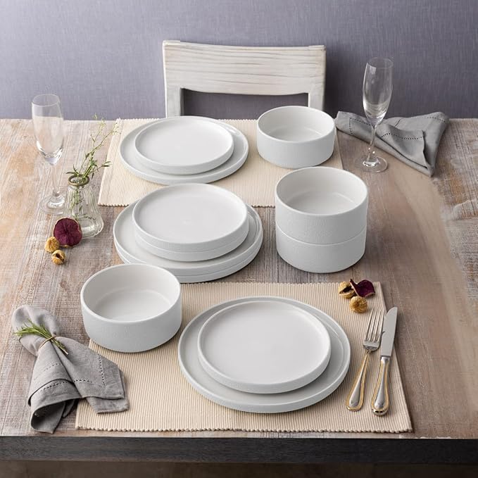 Noritake ColorTex Stone White 12-Piece Dinnerware Set Service for 4