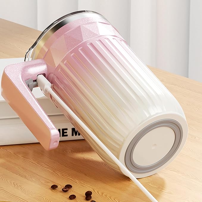 Automatic Stirring Mug - Heating Mixer Cup for Beverages | 450ml Fluid Capacity with Detachable Magnetic Rotor &amp Type C Charging Port for Office Desks Morning Milk Hot Chocolate and Home Kitchen