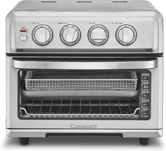 Cuisinart Air Fryer Toaster Oven 1800W 8-in-1 with Air Fry Convection Broil &amp Warm 0.6 Cubic Feet 60-Minute Timer TOA-70NAS Stainless Steel