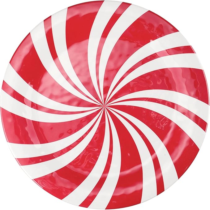 UPware 12 Piece Peppermint Melamine Dinnerware Sets Outdoor Dishes Set Plates and Bowls Sets Christmas Decorations Service for 4 Red