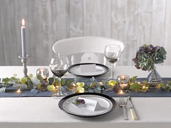 Denby - Halo Dinner Set for 4-16 Piece Tableware - Dishwasher Microwave Safe Stoneware Crockery - Reactive Glaze Black Grey Colour - Set of 4 Dinner Plates Small Plates Cereal Bowls Coffee Mugs