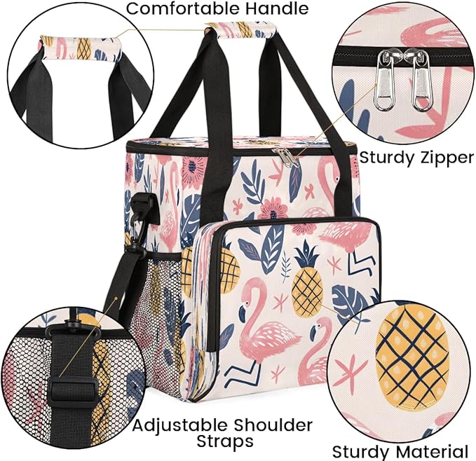 Floral Pineapple Flamingo Coffee Maker Travel Bag for K-Mini or K-Mini Plus Single Serve Coffee Brewer Portable Storage Tote Case for Tarvel