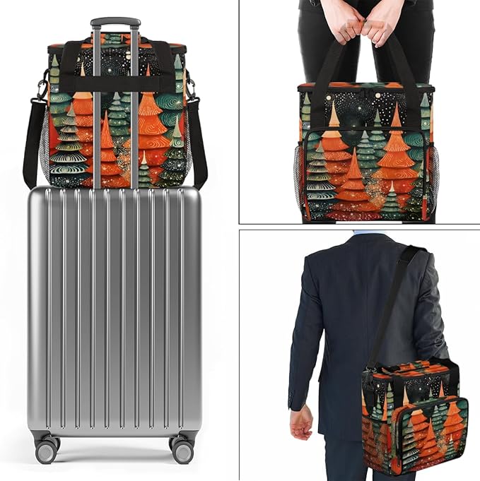 Xmas Tree Coffee Maker Carrying Bag Dreamy Tree Portable Travel Storage Tote Bag Compatible with K-Mini or K-Mini Plus Single Serve Coffee Brewer Carrying Case with Multiple Pockets &amp Shoulder S