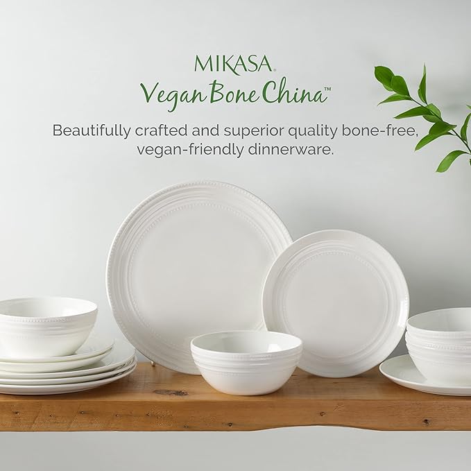 Mikasa Kamryn Vegan Bone Chip Resistant 12 Piece Dinnerware Set Service for 4