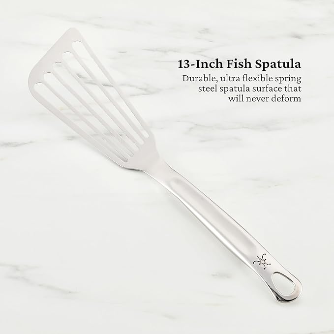 Hestan Provisions Chef's Tools Essential Set (5-Piece) Stainless Steel Solid Spoon Ladle Pasta Fork Turner/Spatula Fish Spatula