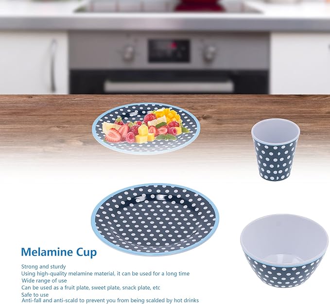 Dark Blue Dot Dinnerware Set Quality Multi Purpose Kitchenware for Home Restaurant