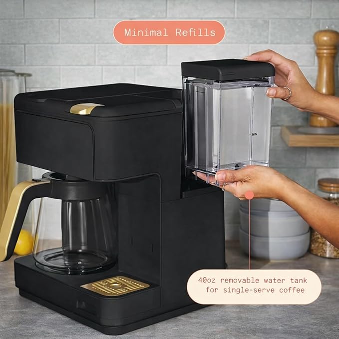 Multi Brew Coffee Maker with Single Serve and Carafe Brewing Options for Countertop Home Use (Black Sesame)