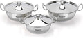 Sumeet Big Size Stainless Steel Cook and Serve Induction Handi Set with Lid and Handle Set of 3Pc 1200ML1650ML &amp 2050ML Silver