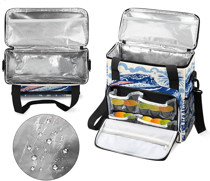 Dinosaur Coffee Maker Carrying Bag Sea Water Portable Travel Storage Tote Bag Compatible with K-Mini or K-Mini Plus Single Serve Coffee Brewer Carrying Case with Multiple Pockets &amp Shoulder Stra