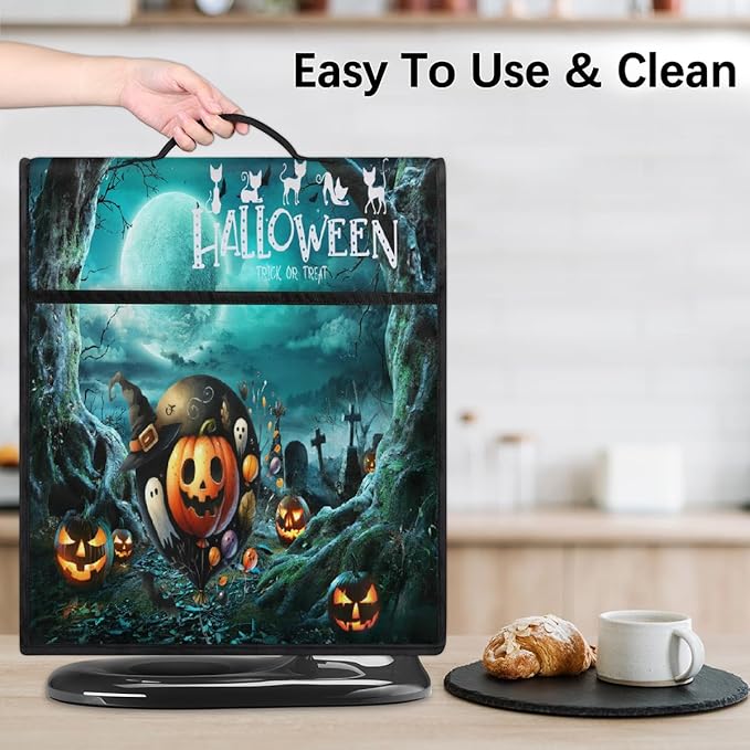 cfpolar Kitchen Aid Mixer Cover Compatible with 6-8 Quarts Halloween Pumpkin Ghosts Green Forest Stand Mixer Cover Kitchen Aid Mixers Accessories Appliance Organizer Bag Dust Covers with Zipper Pocket
