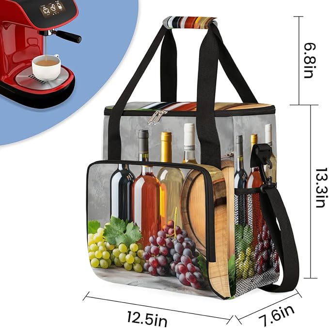 Coffee Maker Carrying Bag Grape Wine Single Cup Coffee Maker Travel Bag Compatible with Keurig K-Mini or K-Mini Plus Portable Storage Bag with Shoulder StrapAZ-194