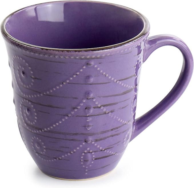 Elama Rustic Birch 16 Piece Stoneware Dinnerware Set in Purple Purple with Brown Accents (EL-RUSTICBIRCH)