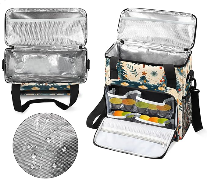 Bright Xmas Tree Coffee Maker Carrying Bag Portable Travel Storage Tote Bag Compatible with K-Mini or K-Mini Plus Single Serve Coffee Brewer Carrying Case with Multiple Pockets &amp Shoulder Strap