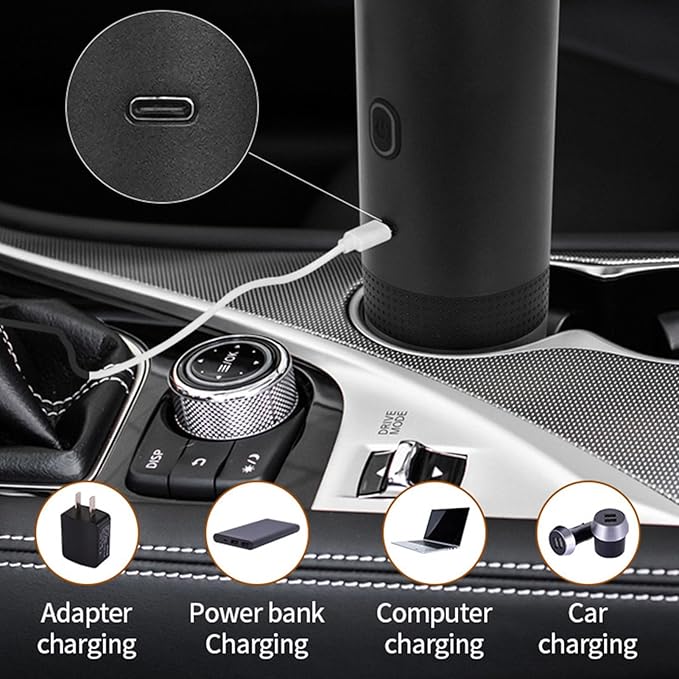 AUNMAS Automatic Portable Coffee Maker Electric Machine Mini Travel Coffee Maker with USB C Charging 20 Bar Pressure for Camping RV Office Travel (black)