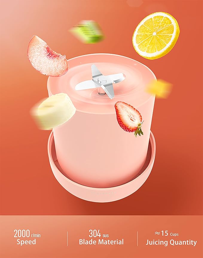 Portable BlenderMultifunctional Mini Personal Blender with USB RechargeableMini Blender Travel Bottle for Home Office Travel Juice Stirringfor Baby Food Travel Office Gym (Off white)