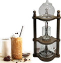 Cold Brew Drip TowerCold Brew Drip Coffee MakerIced Coffee Drip Pot Cold-Drip Coffee Tower600ml Large CapacityWooden Cold Brew Drip Tower (B)