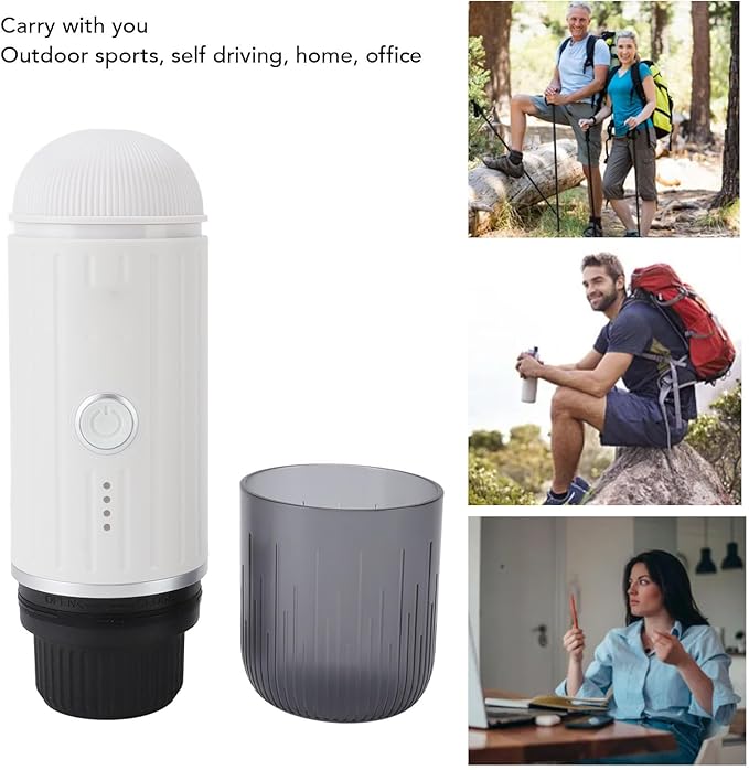 Portable Electric Coffee Maker Mini Travel Espress o Machine with 19Bar Pressure Advanced Heating for Latte Cappuccino Home Office Travel (White)
