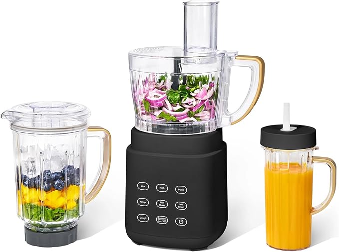 3-in-1 Kitchen Appliance System with Blender Food Processor and Personal Cup (Black Sesame)