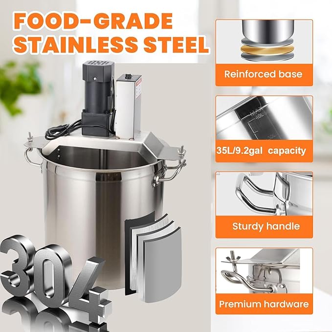Electric Automatic Stirrer Mixer 50L Capacity with 4-Blade Scraper Adjustable Speed for Efficient Food Mixing Ideal Kitchen Tool for Cooking and Baking