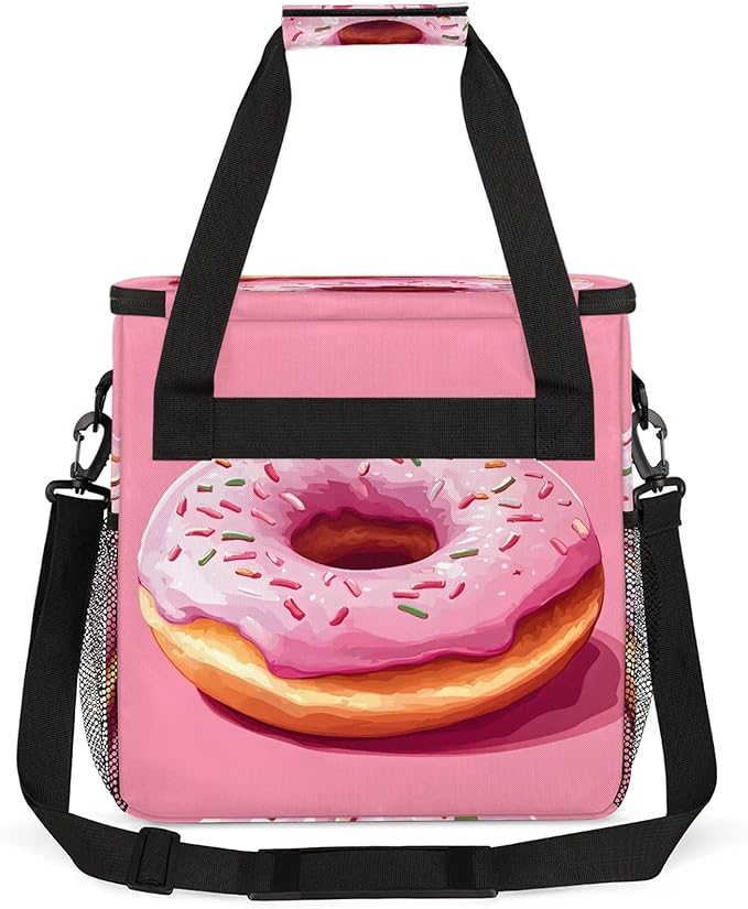 Donuts Coffee Maker Travel Bag Food Insulated Grocery Bag Travel Picnic Leakproof Cooler Bags With Shoulder Strap