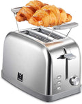 Yabano Retro Bagel Toaster - 2 Slice 2 Extra Wide Slots 7 Shade Settings Defrost/Bagel/Cancel Removable Crumb Tray Stainless Steel Silver