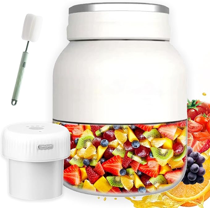 Electric Citrus Juicer 17 oz with Straw Two Lids Portable Blender for Smoothies Shakes Food Prep &amp Frozen Blending Large-Capacity Wireless Mini Juicer Cup on the Go for Kitchen Office (C-37o