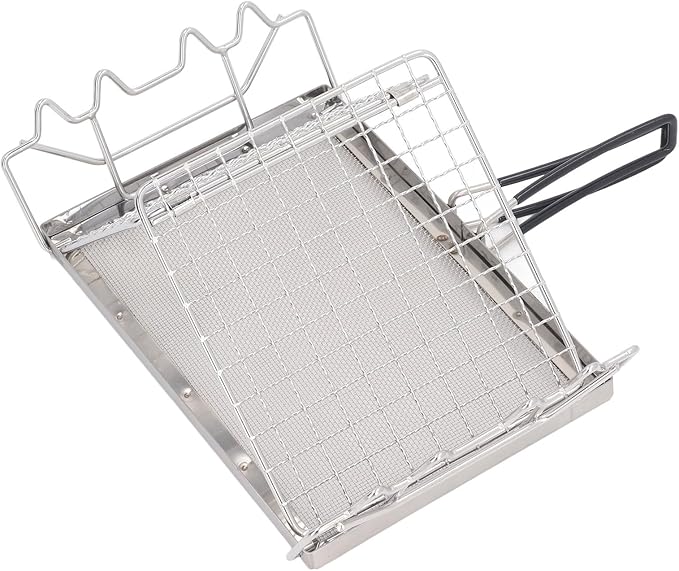 Portable Foldable Camp Stove Toaster Sturdy Metal Mesh Multifunctional Outdoor Camping Grill Stainless Steel Material to Carry and Store