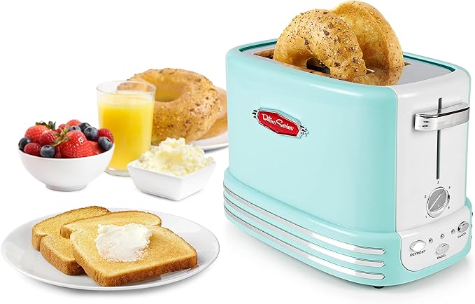 Nostalgia Retro 12-Cup Programmable Coffee Maker + Wide 2-Slice Toaster Vintage Design