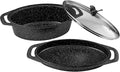 Pradel Excellence - PCUI001014 - Premium Cast Aluminium Casserole Ø36cm Glass Lid - Stone-Effect Non-Stick Coating - Removable Handle - All Heat Source Black and White