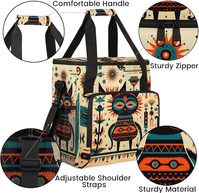 Retro Graffiti Coffee Maker Carrying Bag Polynesian Pattern Travel Storage Bag Compatible with K-Mini or K-Mini Plus Single Serve Coffee Brewer Carrying Case with Multiple Pockets &amp Shoulder Str